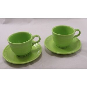 Fiesta Lemongrass Green Cup and Saucer Set of 2 Homer Laughlin USA Made Ceramic